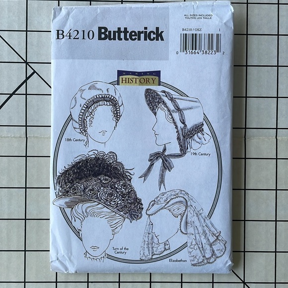 Butterick B4210 Making History pattern, historical/period hat patterns, c2008 - Picture 2 of 6